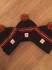 Navy 3 stripe "hat scarf" classic bobble hat (one size)