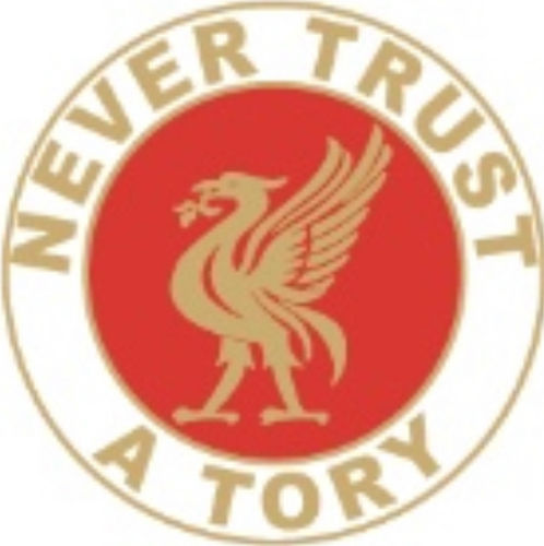 Pre-Order:Never Trust a Tory Badge(Red Inner)-FOR DELIVERY IN 2/3 WEEKS