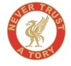 Pre-Order:Never Trust a Tory Badge(White Inner)-FOR DELIVERY IN 2/3 WEEKS
